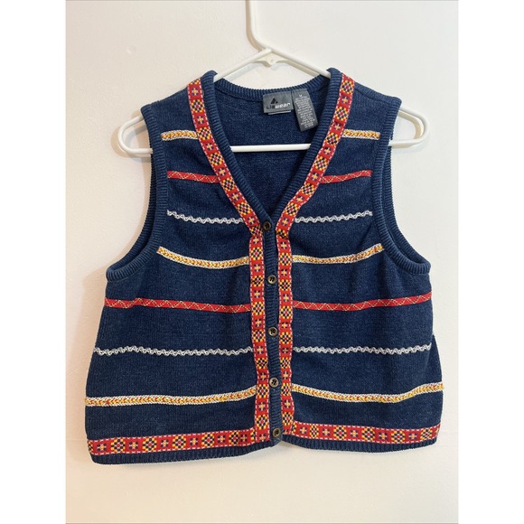 lizwear Sweaters - Lizwear Women's M Y2K Sweater Vest Navy Blue Country Ribbon Southwestern Grandma
